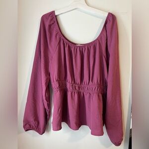 Olive & Oak Long Sleeve Elastic Waist Scoop Neckline Blouse